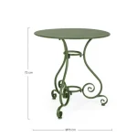 Vrtna mizica ETIENE D70 zelena je narejena iz jekla z mat zaključkom. Material: - Jeklo Barva: - Zelena Dimenzije: širina: Ø70cm višina: 72hcm višina: