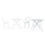 Vrtna mizica ETIENNE D90 bela je narejena iz jekla z mat zaključkom. Material: - Jeklo Barva: - Bela Dimenzije: širina: Ø90cm višina: 72hcm višina: 72cm