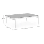 Vrtna mizica FLORENCIA 120X75 WG20 bela . Vrtna mizica FLORENCIA 120X75 WG20 bela ima aluminjasti okvir, prašno barvan (poliester) ter stekleno ploščo.