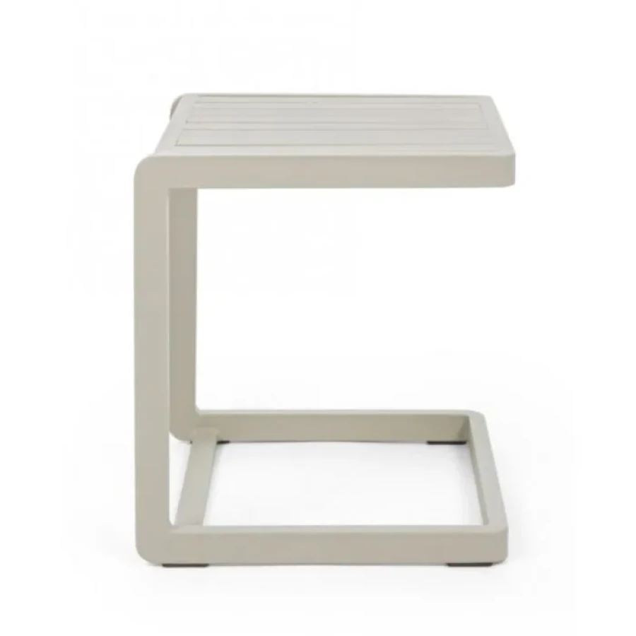 Vrtna mizica KONNOR 40X40 bež . Vrtna mizica KONNOR 40X40 bež je narejena iz prašno prevajanega (poliester) aluminija. Material: - Poleister - Aluminij