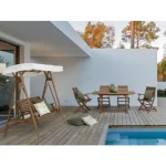 Vrtna raztegljiva miza NOEMI 120-160X70 je narejena iz lesa z oljnim premazom. Okovje je iz jekla in vmes ima drsno palico kjer lahko mizo raztegnete.