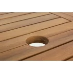 Vrtna raztegljiva miza NOEMI 120-160X70 je narejena iz lesa z oljnim premazom. Okovje je iz jekla in vmes ima drsno palico kjer lahko mizo raztegnete.