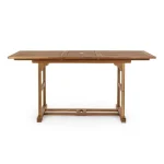 Vrtna raztegljiva miza NOEMI 120-160X70 je narejena iz lesa z oljnim premazom. Okovje je iz jekla in vmes ima drsno palico kjer lahko mizo raztegnete.