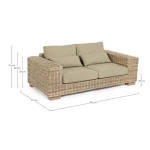 Vrtni dvosed LEANDRO je narejen iz ratana in lesenega okvirja. Blazine imajo snemljivo prevleko (55% bombaž, 45% poliester), kar omogoča lažje vzdrževanje.