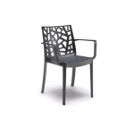 Vrtni stol ATRIX grafit/črna z rokonasloni . Vrtni stol ATRIX z rokonasloni je moderen vrtni stol, ki bo popestril vsako teraso. Idealen je za zunanjo ali