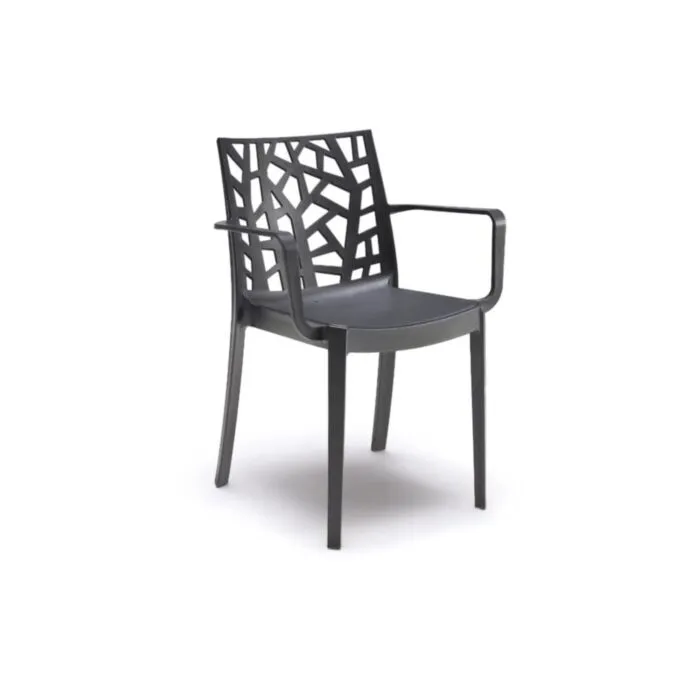 Vrtni stol ATRIX grafit/črna z rokonasloni Vrtni stol ATRIX grafit/črna z rokonasloni . Vrtni stol ATRIX z rokonasloni je moderen vrtni stol, ki bo popestril vsako teraso. Idealen je za zunanjo ali