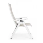 Vrtni stol CRUISE GK50 bela ima aluminjasti okvir, prašno barvan (poliester). Sedež in hrbet sta iz tekstila. Hrbet lahko spremenite na 5 različnih