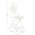 Vrtni stol EMILY ima kovinski okvir ter je zložljiv. Barva: - Bela Material: - Kovina Dimenzije: širina: 40cm globina: 40cm višina: 94cm