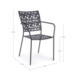 Vrtni stol KELSI antracit . Vrtni stol KELSI antracit je narejen iz kovine z mat zaključkom. Je eleganten a hkrati preprost vrtni stol, ki bo dal vaši