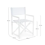 Vrtni stol TAYLOR BEL . Vrtni stol TAYLOR bele barve. Stol ima aluminijasto konstrukcijo, okovje pa iz jekla. Sedež in naslon za hrbet sta iz tekstila. Stol