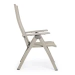 Vrtni stol VICTOR GK51 taupe ima aluminjasti okvir, prašno barvan (poliester). Sedež in hrbet sta iz tekstila. Hrbet lahko spremenite na 5 različnih