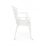 Vrtni stol VICTORIA bela je narejen iz aluminija. Dimenzije: širina: 57.5cm globina: 58cm višina: 87.5cm višina: 421cm višina sedišča: 42cm višina: