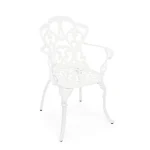 Vrtni stol VICTORIA bela je narejen iz aluminija. Dimenzije: širina: 57.5cm globina: 58cm višina: 87.5cm višina: 421cm višina sedišča: 42cm višina: