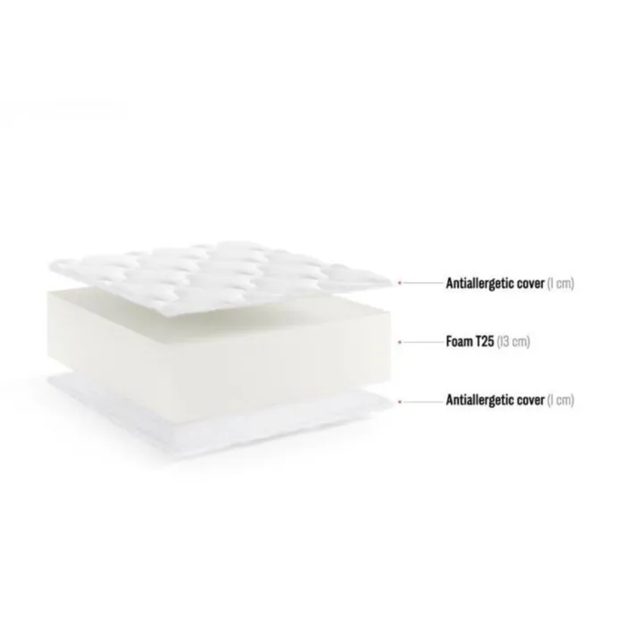 Vzmetnica DOMIX Vzmetnica DOMIX . Vzmetnica DOMIX je dvostranska vzmetnica iz pene, spada v srednje trde vzmetnice. Ima pralno prevleko. Višina vzmetnice je 15 cm. Material: