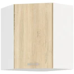 Zgornja kotna omara ARA 60/60G . Zgornja kotna omara ARA 60/60G je sestavljena iz fronte in korpusa iz MDF plošče, debeline 16 mm. Robovi so iz melamina.