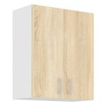 Zgornja omara ARA 60G . Zgornja omara ARA 60G je sestavljena iz fronte in korpusa iz MDF plošče, debeline 16 mm. Robovi so iz melamina. Ročaji so sivi. Na