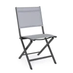 Zložljivi vrtni stol ELI antracit je narejen iz aluminija in je prašno barvan (poliester). Hrbet in sedež sta iz tekstila. Material: - Aluminij - Tekstil