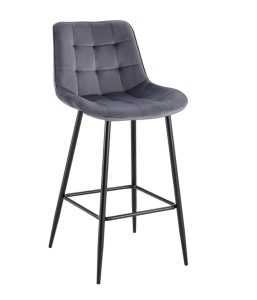 Barski stol VIKA velvet je odlična rešitev za kombiniranje v minimalističen ali industrijski stil prostora. Kombinacija prešitega blaga s črnimi