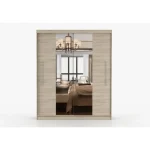 Drsna garderobna omara TARA je primerna za vsako spalnico. Omara ima udobne ročaje in ogledala na sprednjih straneh, ki optično povečajo prostor. V