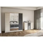 Drsna garderobna omara VENECIA je modernega stila in prefinjenega izgleda. Je zelo prostorna in kvalitetna. Ima ABS robove, ki zagotavljajo večjo odpornost