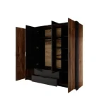 Garderobna omara HILTON je izvirna in stilska. Vsebuje harmonijo čudovitih dekorjev barv: antracit in kostanj. Garderobna omara je opremljena z ogledali,