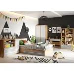 Garderobna omara IRE 2 je dvovratna omara s palico ter policami. Univerzalna kombinacija barv, z uporabo lepote bele in lesenega dekorja, naredi kos pohištva