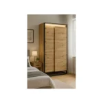 Dvokrilna garderobna omara KVIN je prostorna omara s palico za obešalnike in notranjo knjižno omaro s policami. Omara je prostorna in moderna, zlije se v