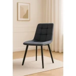 Jedilni stol MILA - LUX velvet siva je odlična rešitev za kombiniranje v minimalističen ali industrijski stil prostora. Kombinacija sivega prešitega blaga