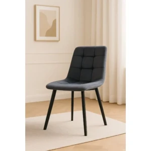 Jedilni stol MILA - LUX velvet siva je odlična rešitev za kombiniranje v minimalističen ali industrijski stil prostora. Kombinacija sivega prešitega blaga