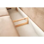 Kavč Valerija 2 je narejen iz vrhunskih materialov. Dobavljiv je v kvalitetnem blagu. Ima pomožno ležišče ter vsebuje zaboj za shranjevanje. Vzmeten je z