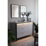 Komoda GRIZLI 2 je dvostranski kos pohištva. Zasnovana je kot dodatek za v spalnico, pisarno, dnevno sobo, predprostor ali prostor kjer potrebujete dodatno