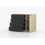 Komoda LANZAROTE je moderen kos pohištva s klasičnim odpiranjem. Lahko jo postavite v dnevno sobo, spalnico, hodnik ali garderobo. Opremljena je s štirimi