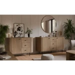 Komoda OVARI hrast, je moderen in eleganten kos pohištva. S svojo ovalno obliko se odlično poda v vsak prostor. Lahko vam krasi prostor v spalnici, dnevni