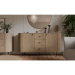 Komoda OVARI hrast, je moderen in eleganten kos pohištva. S svojo ovalno obliko se odlično poda v vsak prostor. Lahko vam krasi prostor v spalnici, dnevni