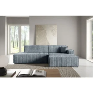 Kotna sedežna garnitura MAURICIUS je osupljiv kos pohištva z brezčasnim slogom, ki se bo podal k vsakemu dekorju. Njene zaokljene, mehke oblike in