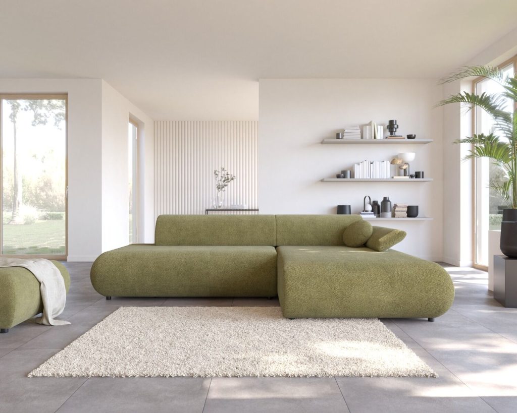 Kotna sedežna garnitura PIKULA je osupljiv kos pohištva z brezčasnim slogom, ki se bo podal k vsakemu dekorju. Njene zaokljene, mehke oblike in