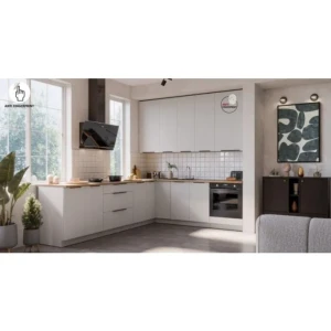 Kuhinjski blok ARIANA 290x230 cm je elegantna kuhinja v več barvnih kombinacij. Kuhinja je izdelana iz oplemenitenih ivernih plošč debeline 16 mm,