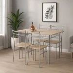 Kuhinjska garnitura FALSET je komplet za jedilnico, sestavljen iz mize in štirih stolov. Pohištvo je narejeno iz kvalitetnih materialov. Miza je narejena iz