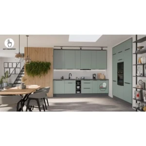 Kuhinjski blok ANJA 300x180 cm je elegantna kuhinja v več barvnih kombinacij. Kuhinja je izdelana iz oplemenitenih ivernih plošč debeline 16 mm,