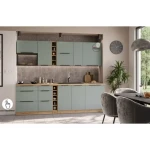 Kuhinjski blok ARIANA 255 cm je elegantna kuhinja v več barvnih kombinacij. Kuhinja je izdelana iz oplemenitenih ivernih plošč debeline 16 mm, prevlečenih