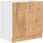 Omara za pomivalno korito ARA 80D je sestavljena iz fronte in korpusa iz MDF plošče, debeline 16 mm. Robovi so iz melamina. Na voljo je v barvi sonome in