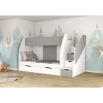 Pograd NEK je primeren za vse otroške ali mladinske sobe. Narejen je iz laminirane plošče debeline 16 mm. Korpus pograda je v beli barvi, fronta je v beli