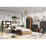 Postelja FERGO je primerna za vsako spalnico. Ima knjižni regal pri glavi, kar vam omogoča da odlagate svoje stvari tja gor. Material: - Laminirana plošča