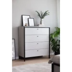 Predalnik GRIZLIN je dvostranski kos pohištva. Lahko jo uporabljate kot komodo ali pa kot predalnik, saj ima kar štiri predale. Zasnovana je kot dodatek za v