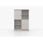 Regal SNEŽINKA z kar osmimi predali je praktičen in univerzalen. Združuje sodoben slog s funkcionalnostjo. Svetla barva z ročaji doda čar in daje ceolotni