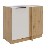 Kuhinjo SOLA je možno naročiti v kompletu (Kuhinjski bloki SOLA) ali pa po posameznih elementih po vaši izbiri. Spodnja kotna omara SOLA 105 D je