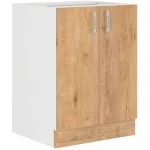 Spodnja omara ARA 60D je sestavljena iz fronte in korpusa iz MDF plošče, debeline 16 mm. Robovi so iz melamina. Na voljo je v barvi sonome in hrasta. Ročaji