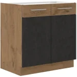 Kuhinjo PARIZ je možno naročiti v kompletu (Kuhinjska bloka PARIZ) ali pa po posameznih elementih po vaši izbiri. Spodnja omara PARIZ 80D je sestavljena iz