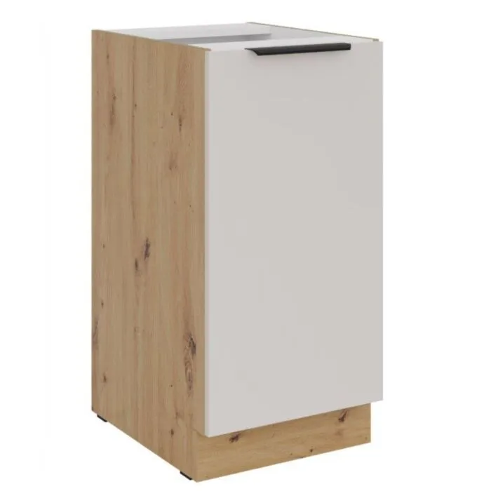 Kuhinjo SOLA je možno naročiti v kompletu (Kuhinjski bloki SOLA) ali pa po posameznih elementih po vaši izbiri. Spodnja omara SOLA 40D je sestavljena iz MDF