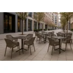 Stol RIO taupe je moderen stol izdelan iz polipropilena, kateremu so dodana steklena vlakna za še večjo trdnost. Stol je namenjen tako za zunanjo uporabo kot